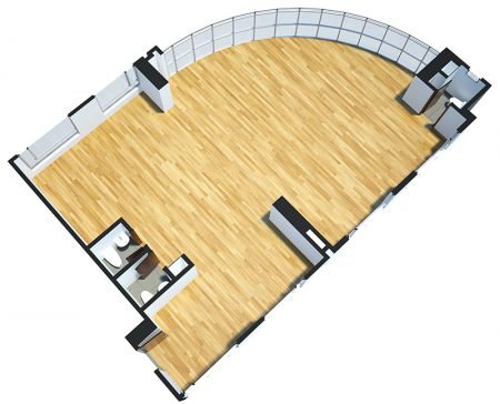 OMEGA Tipo 11: Oficina Esquineras de 141m2, 3 baños, ventanales hacia el exterior.